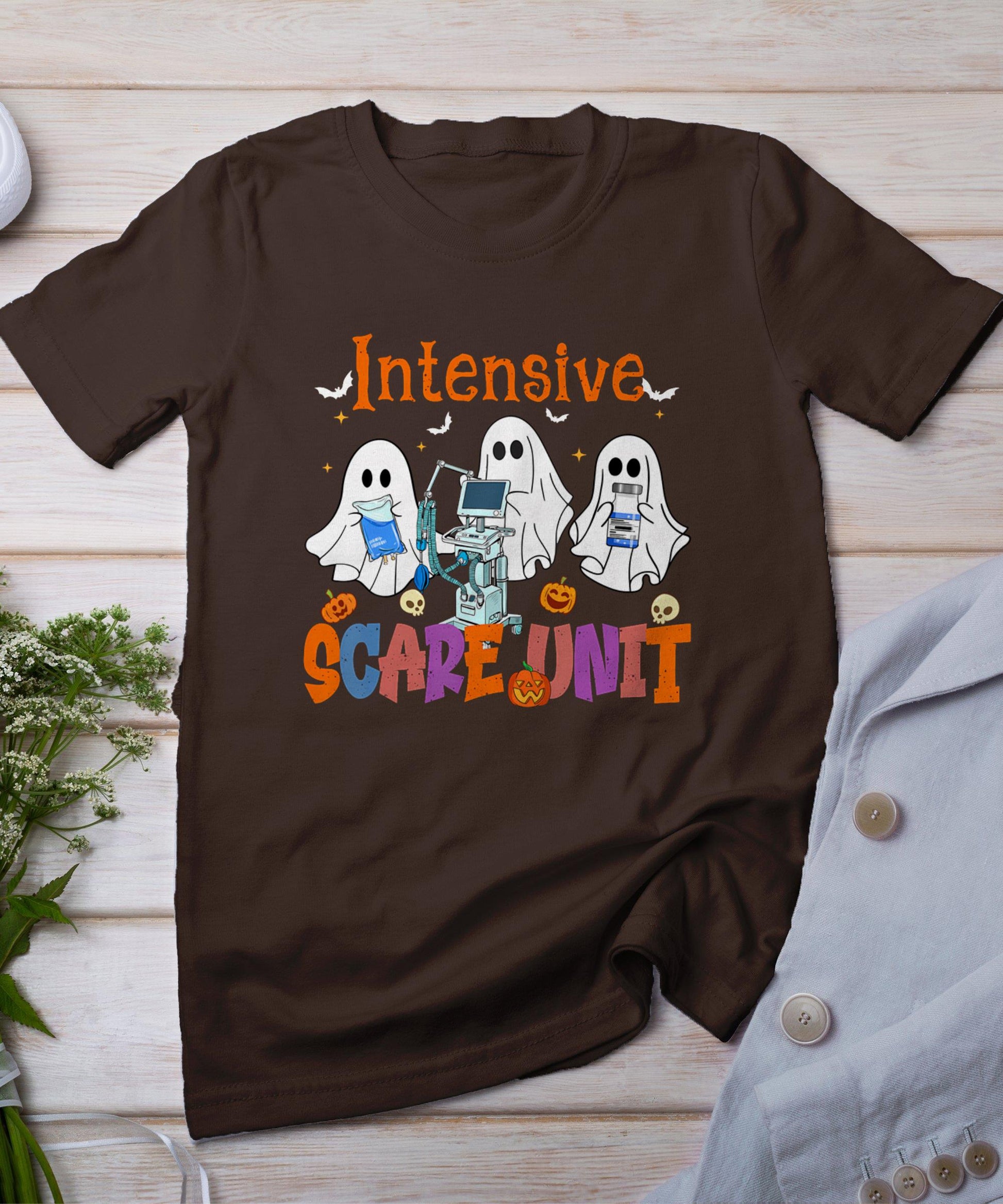 Halloween Intensive Care Scare Unit Ghost Nurse Icu Nursing T-Shirt