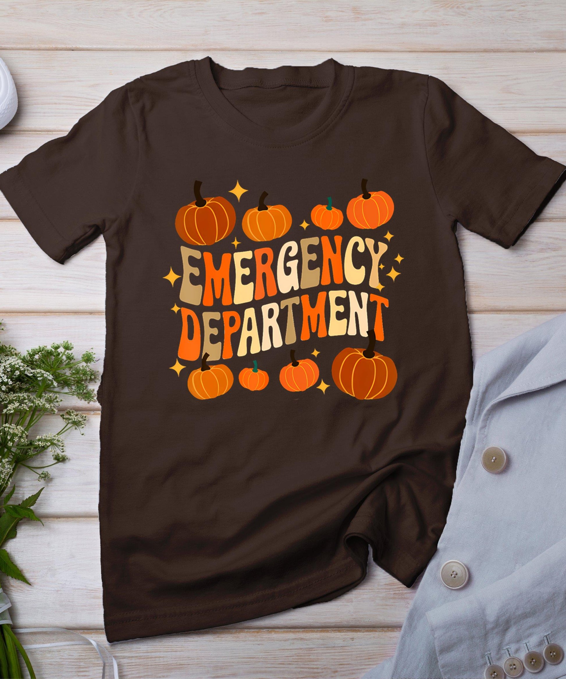 Funny Er Nurse Thanksgiving Emergency Dept Groovy T-Shirt