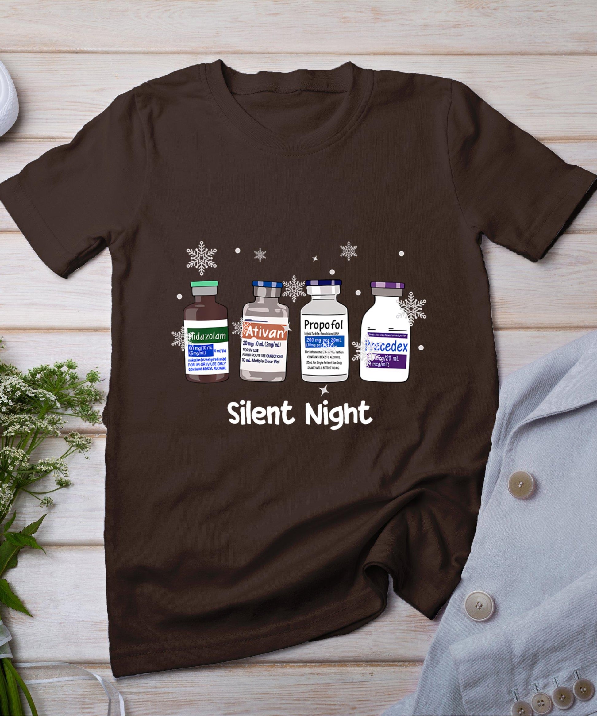 Retro Silent Night Icu Nurse Christmas Intensive Care Unit T-Shirt