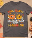 Retro Fall In Love With Learning Autumn Pumpkin Teacher T-Shirt