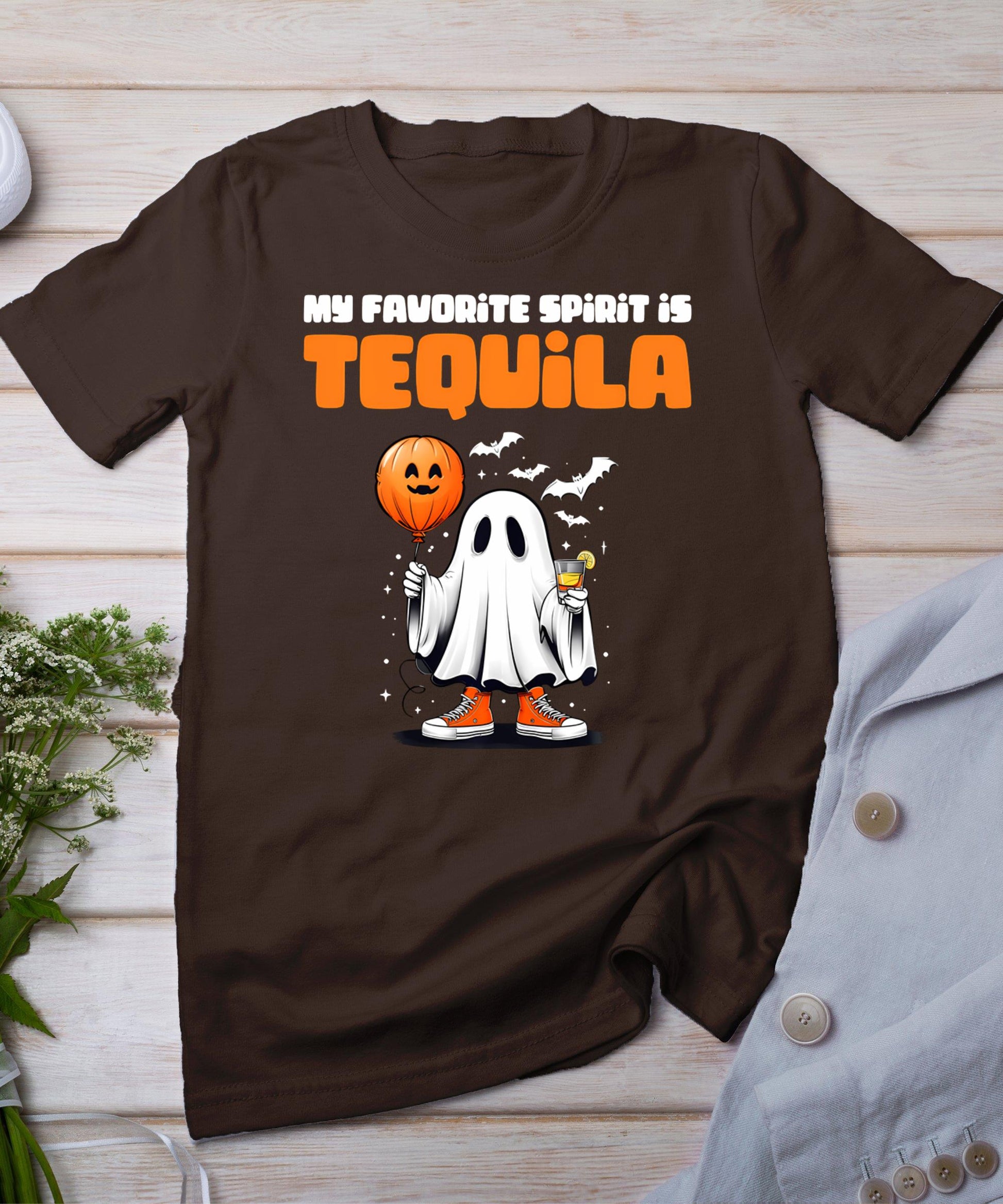 Funny My Favorite Spirit Is Tequila Spooky Halloween Ghost T-Shirt