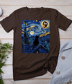 Halloween Starry Night Black Cat Comma La Kamala Harris T-Shirt