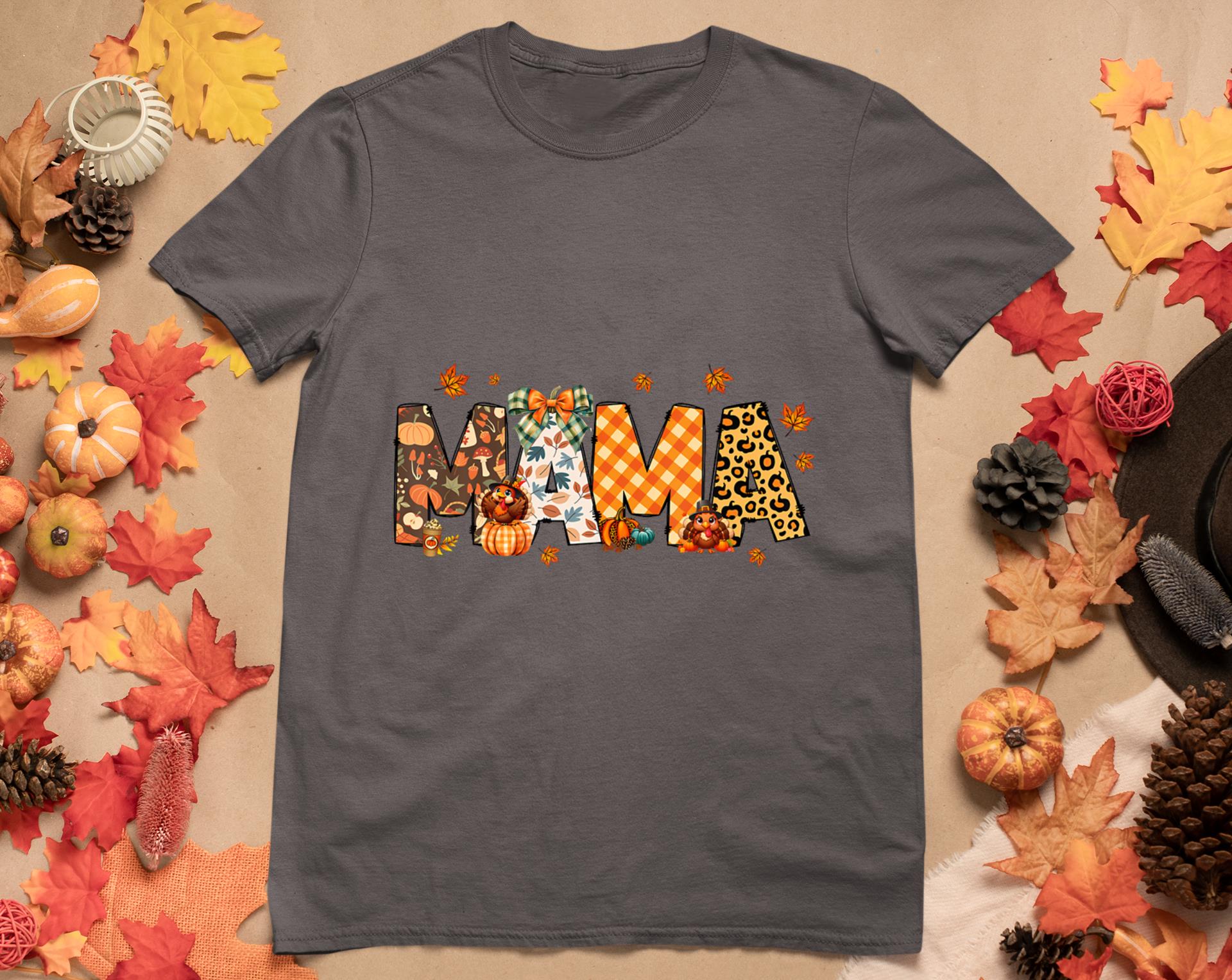 Mama Thanksgiving Mom Fall Pumpkins Season Retro T-Shirt