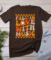 Fall In Love With Music Groovy Thanksgiving Music Teacher T-Shirt