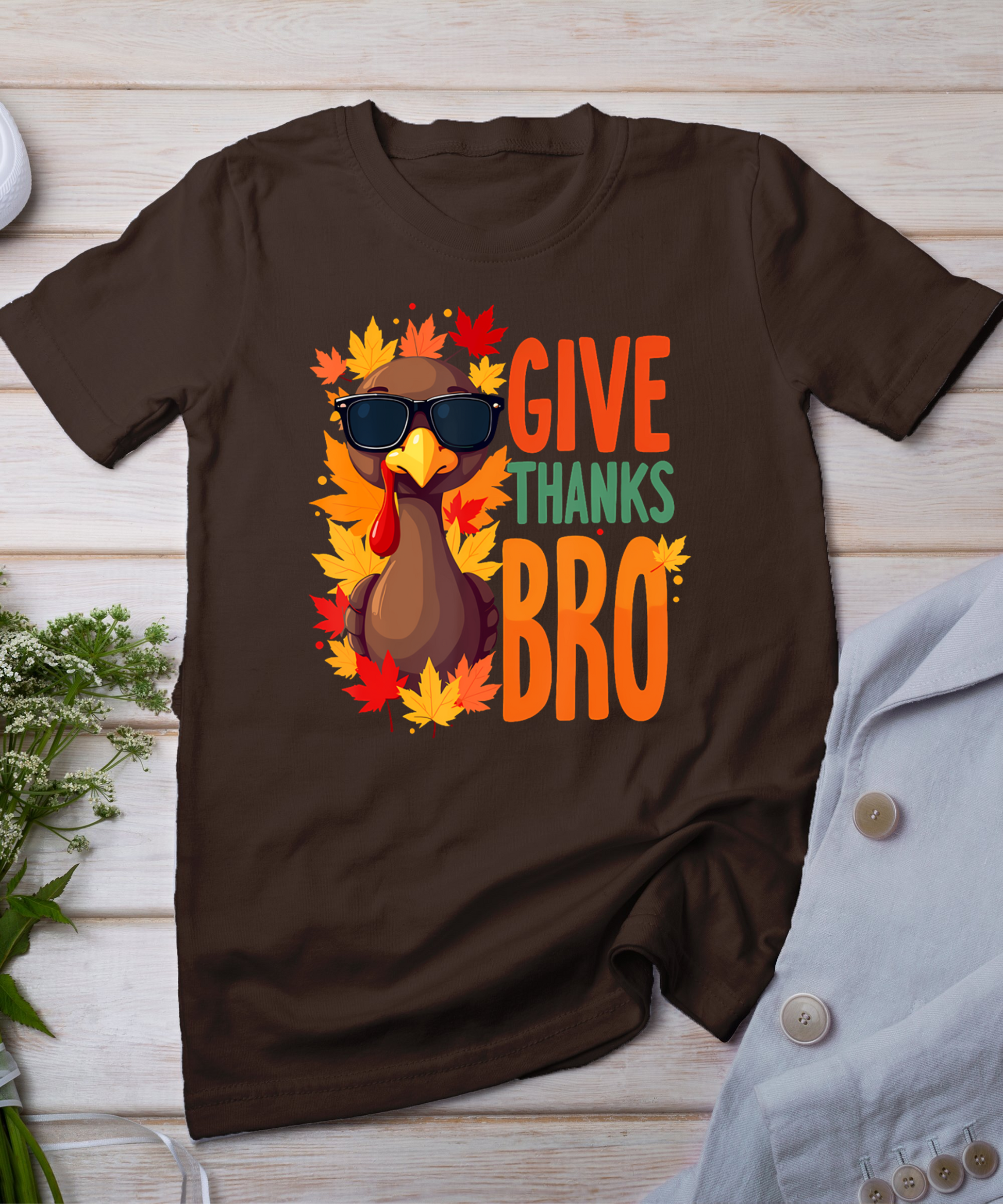 Give Thanks Bro Cute Turkey Toddler Thankful Thanksgiving T-Shirt