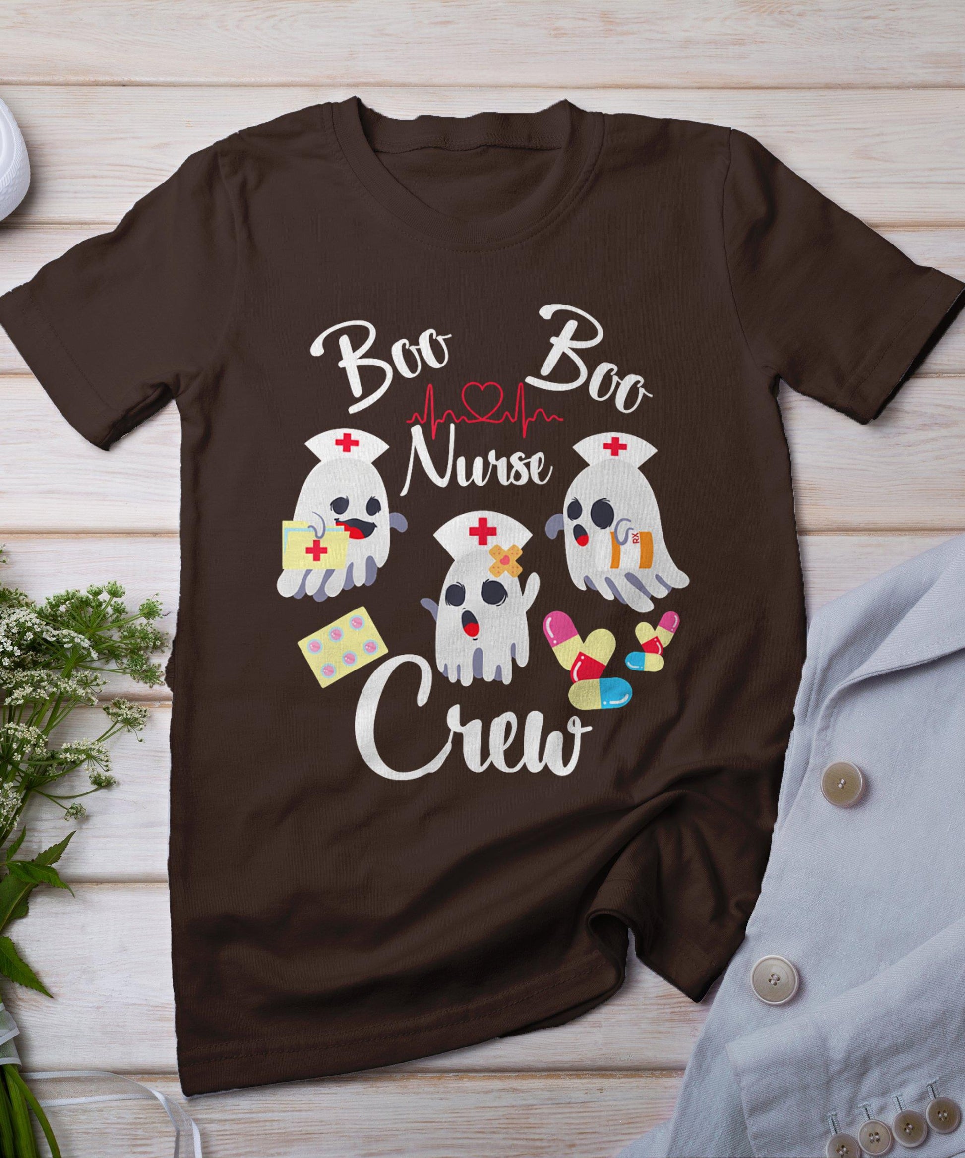 Boo Boo Crew Nurse Ghost Costume Funny Halloween Gift T-Shirt