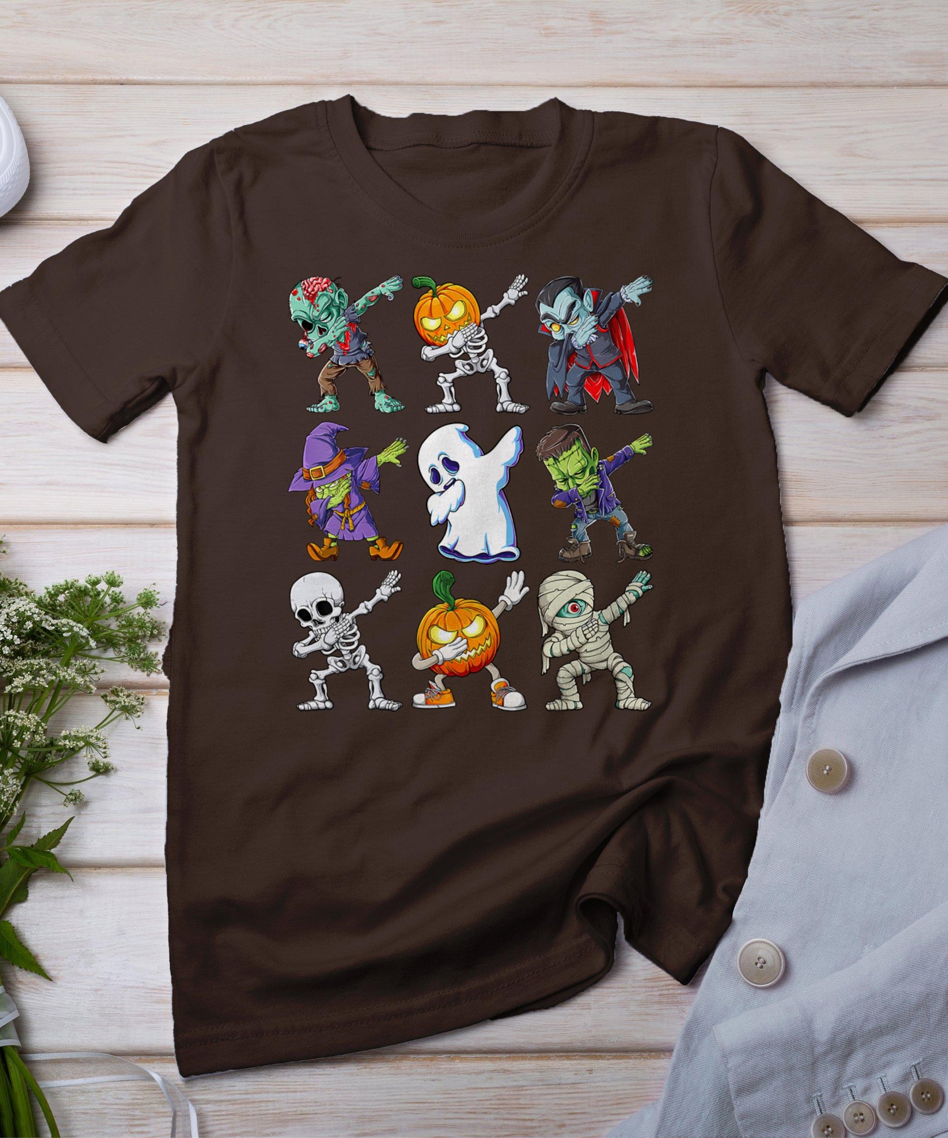 Dabbing Halloween Boys Skeleton Zombie Scary Pumpkin Mummy T-Shirt