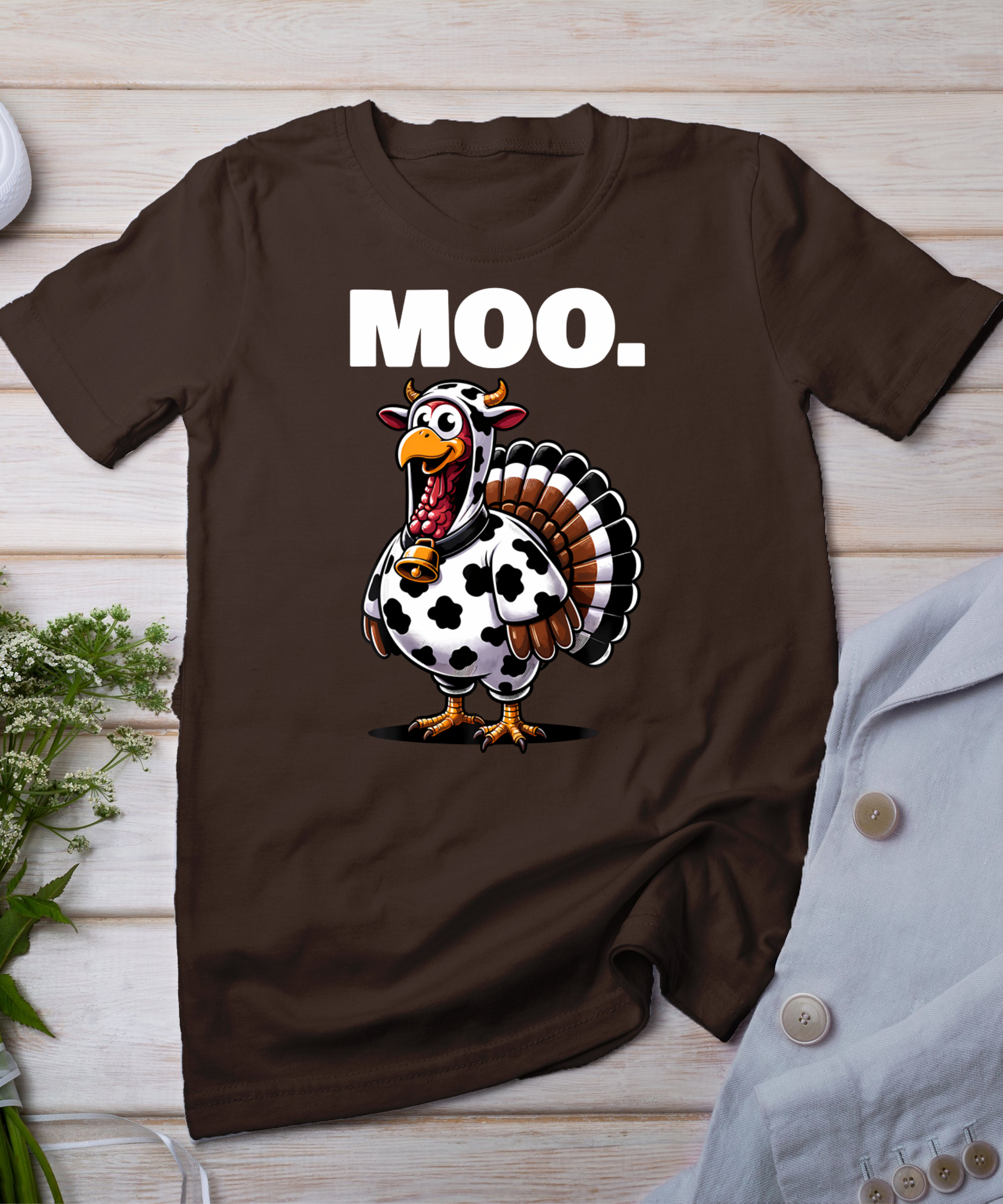 Turkey Moo Funny Thanksgiving Long Sleeve T-Shirt