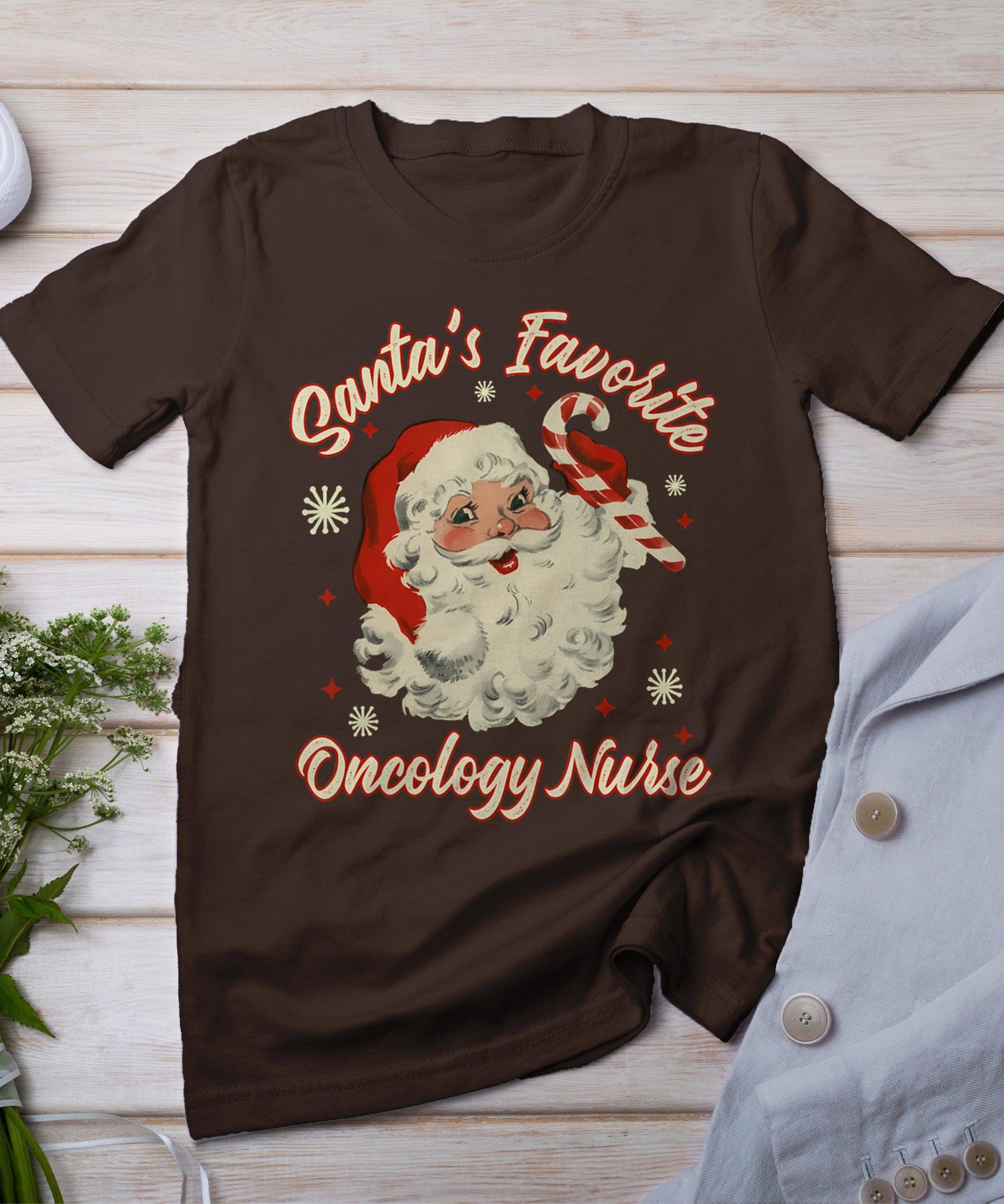 Santa's Favorite Oncology Nurse Vintage Christmas Chemo T-Shirt