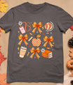 Retro Coquette Bow Teacher Fall Autumn Thanksgiving T-Shirt