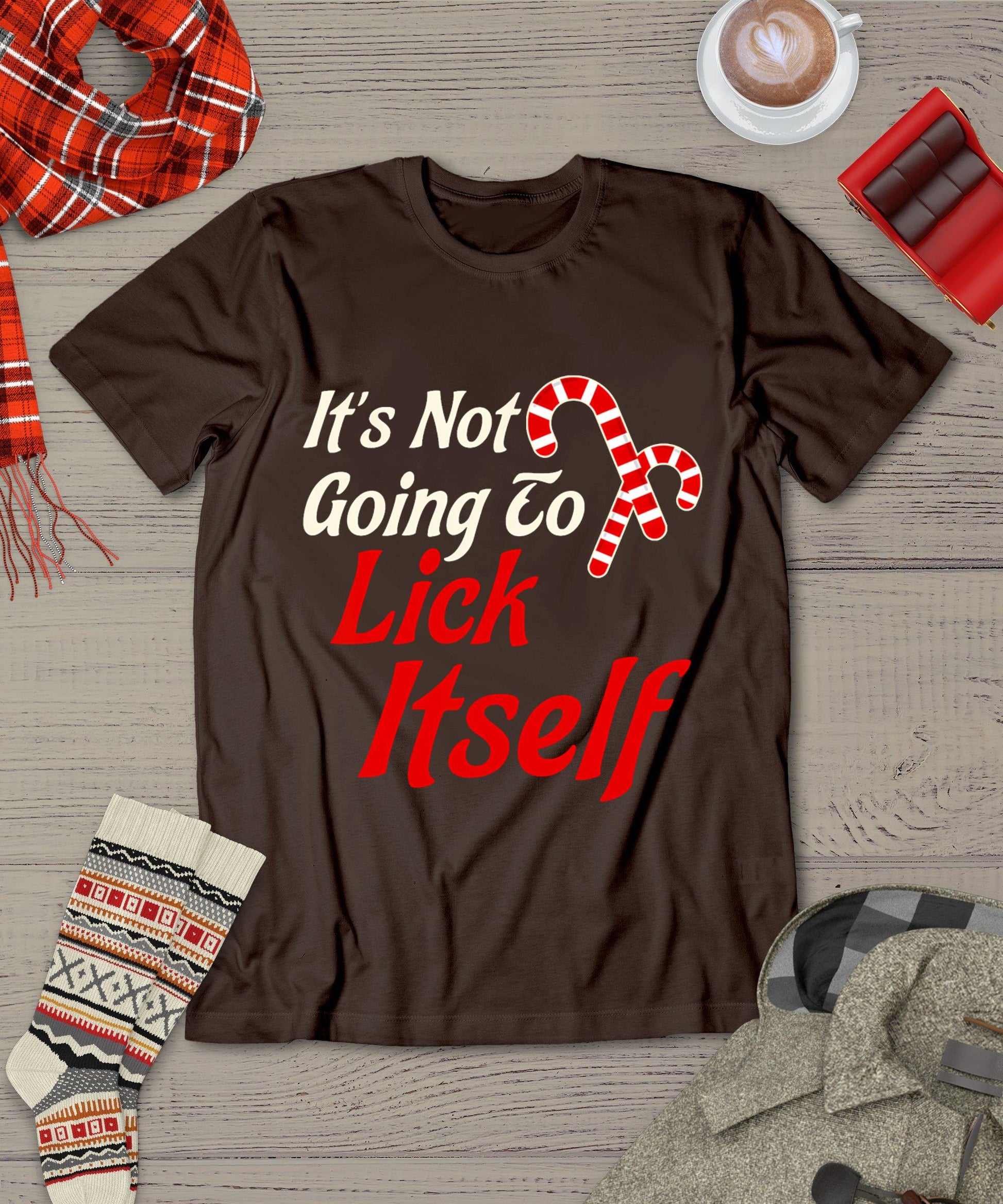 It's Not Going To Lick Itself Adult Short Sleeve Funny Christmas T-Shirt