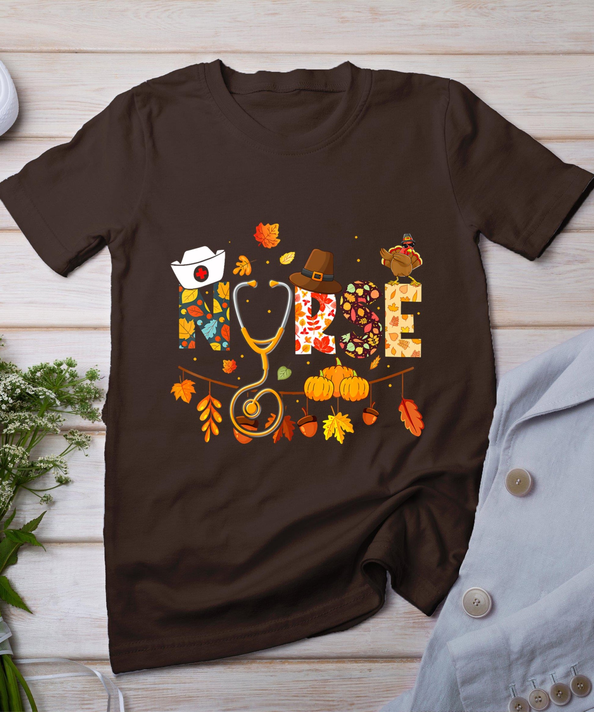 Nurse Thanksgiving Shirt Health Worker Nursing Fall Turkey T-Shirt