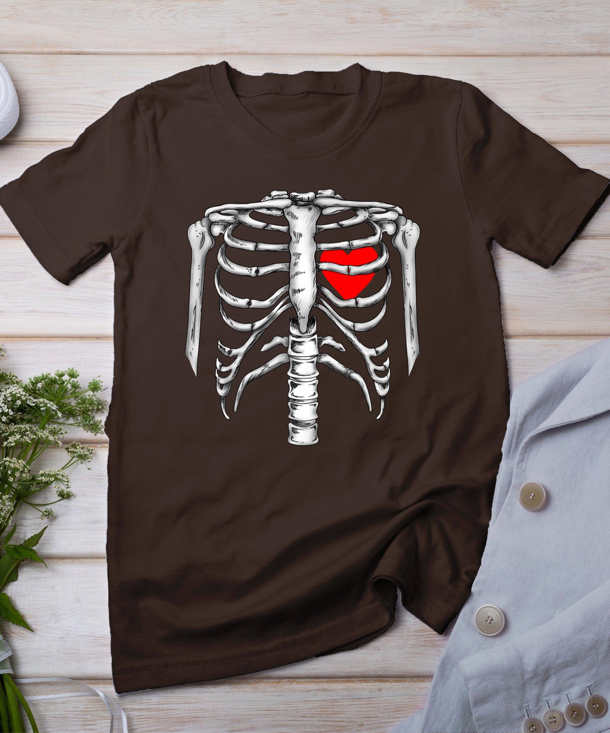 Skeleton Rib Cage Heart Xray Halloween Easy Costume T-Shirt