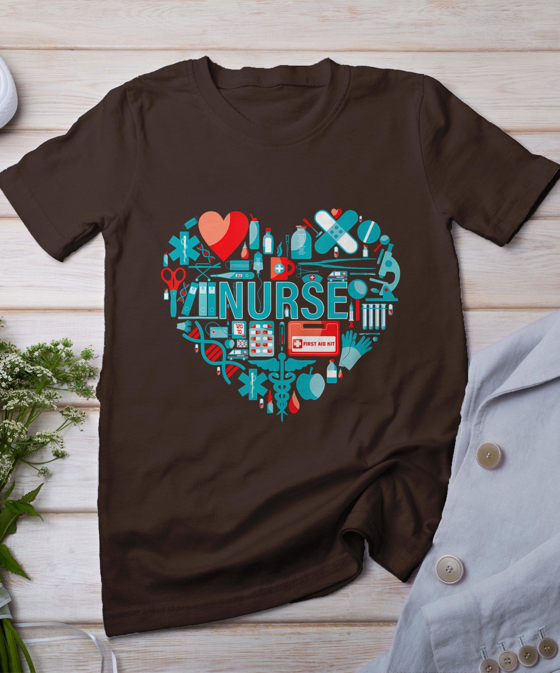 Nurse Love Nursing Student Rn Nurse Heart Cna Women Men Gift T-Shirt