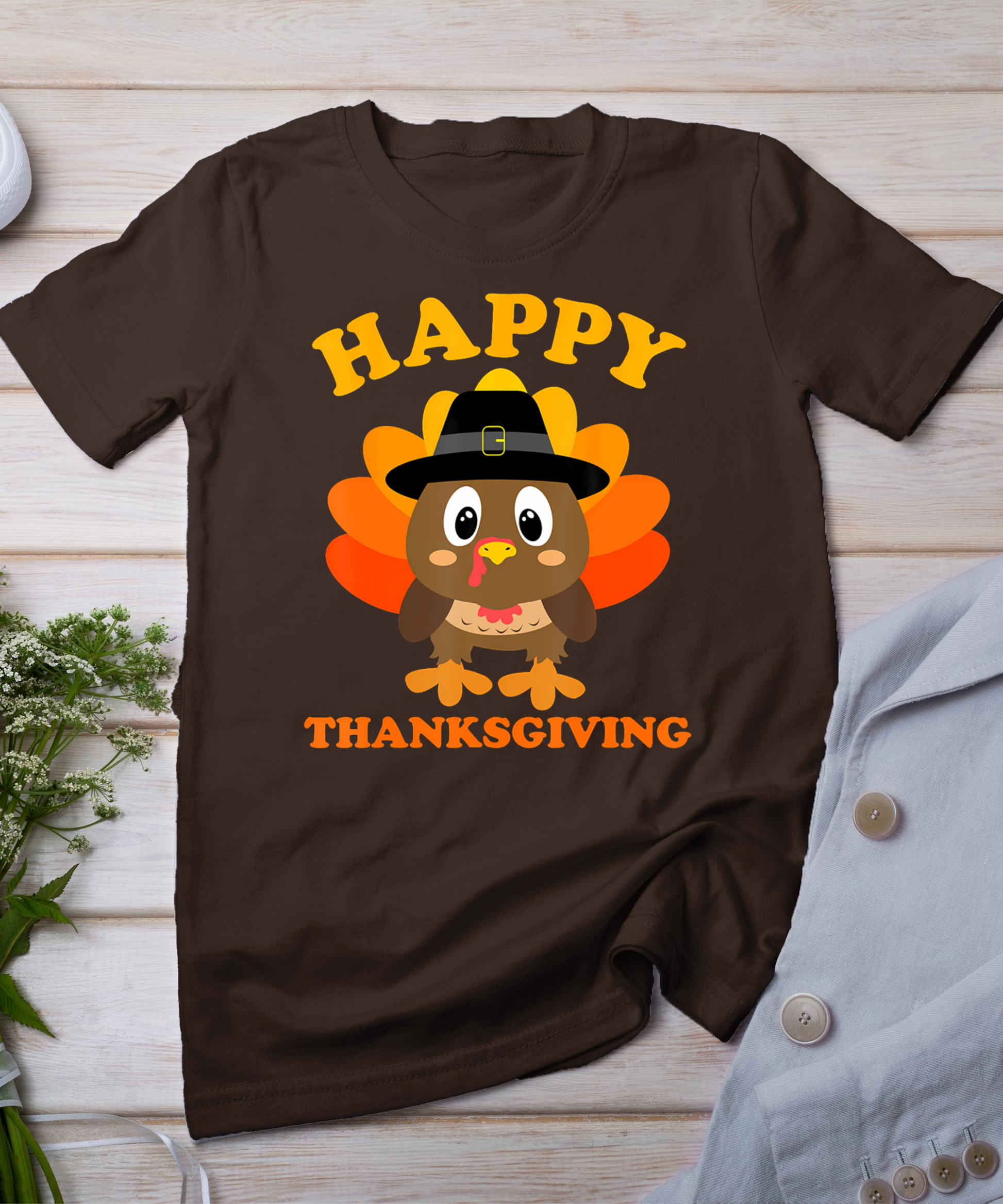 Happy Thanksgiving Shirts For Boys Girls Kids Pilgrim Turkey T-Shirt