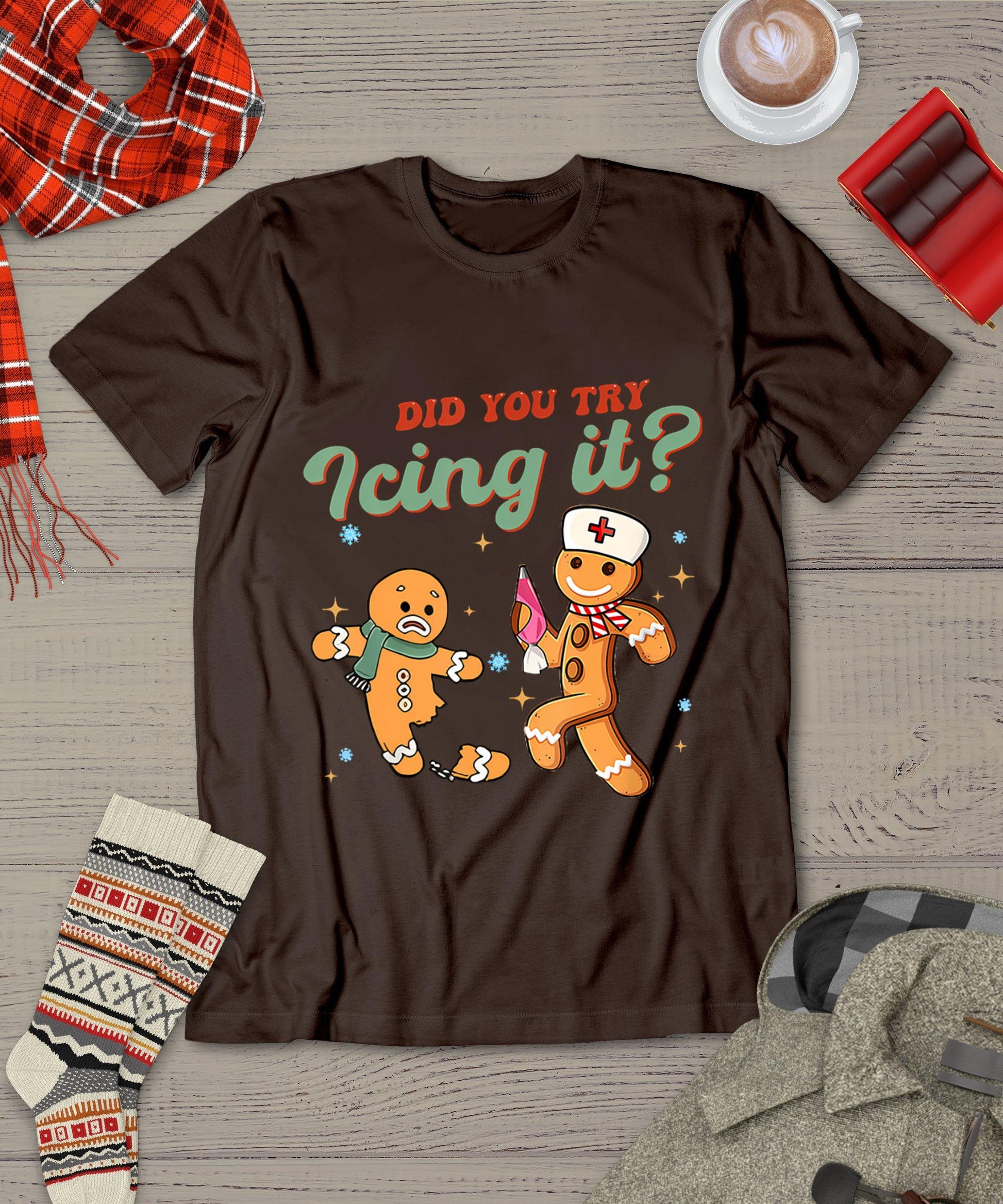 Funny Christmas Nurse Did You Try Icing It Gingerbread Man T-Shirt