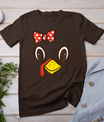 Cute Turkey Face Ribbon Thanksgiving Kid Toddler Girls Women T-Shirt