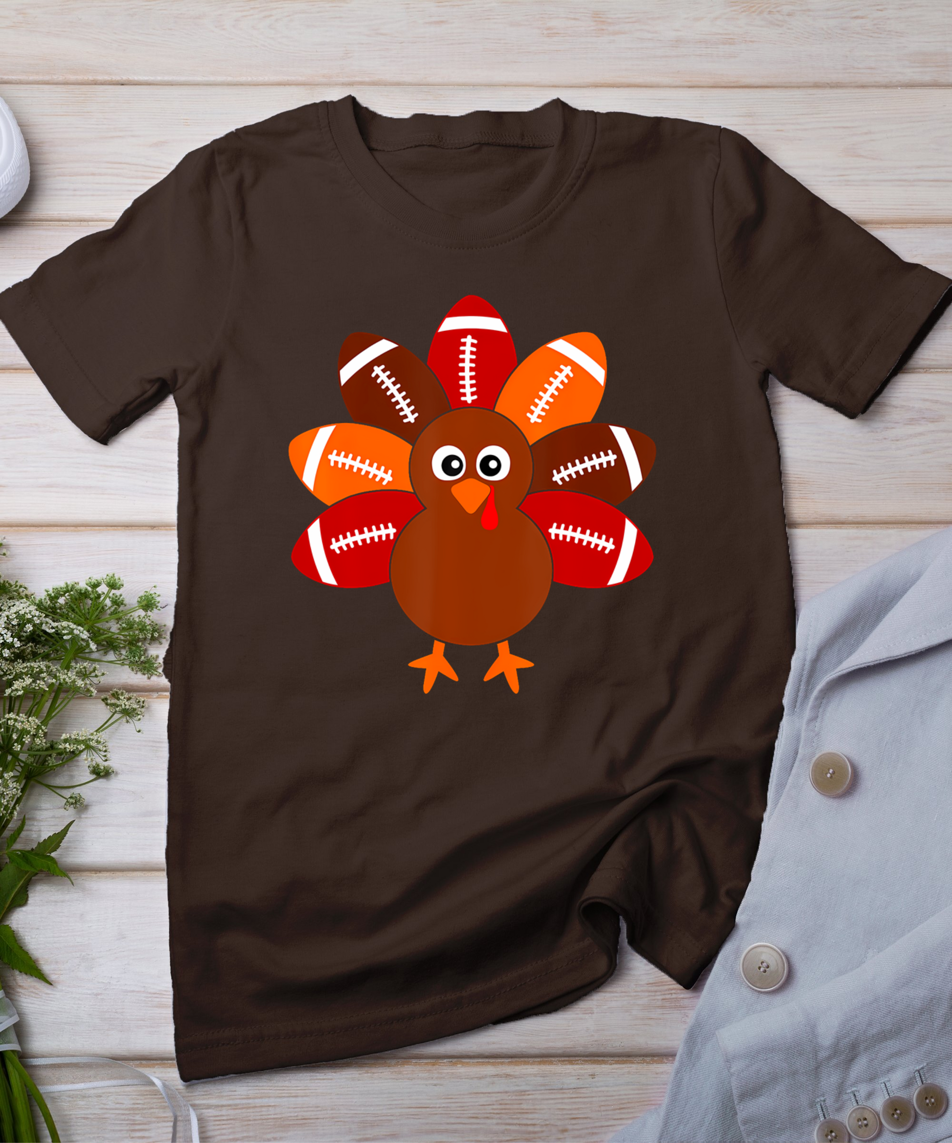 Football Turkey Balls Thanksgiving Shirt Boys Kids Men Women T-Shirt