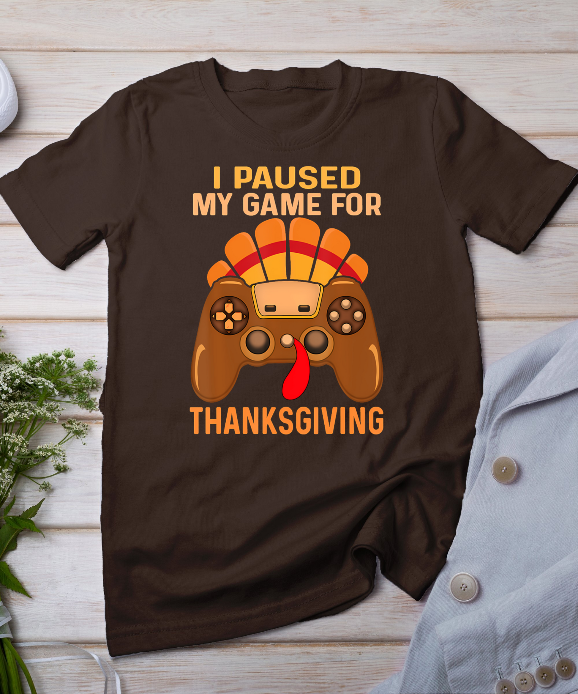 Happy Thanksgiving Gaming Fall Turkey Gamer Boys Kids Men T-Shirt