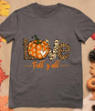 Hello Fall Pumpkin Love Fall Y'All Leopard Peace Love Fall T-Shirt