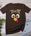 Turkey Face Leopard Headband Womens Thanksgiving Pilgrim T-Shirt