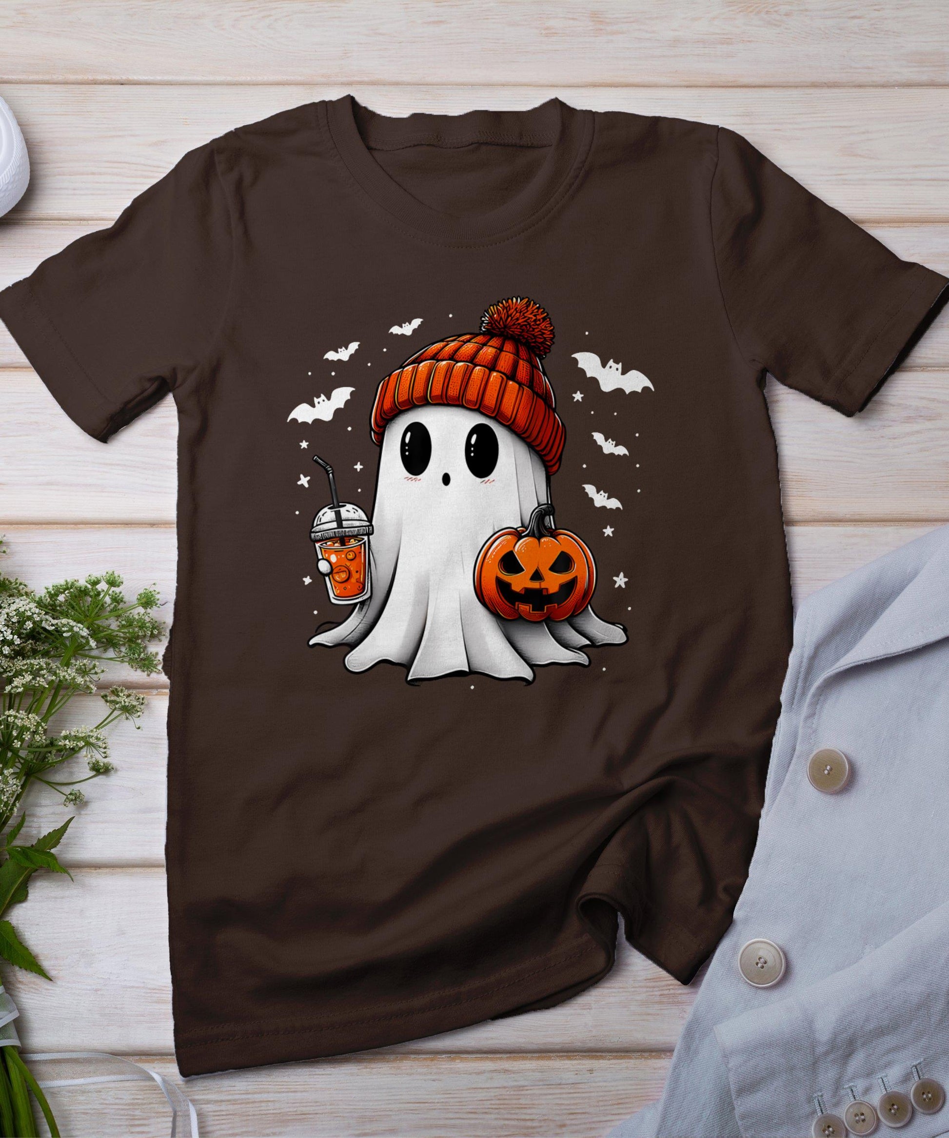 Cute Halloween Ghost Drink Pumpkin T-Shirt