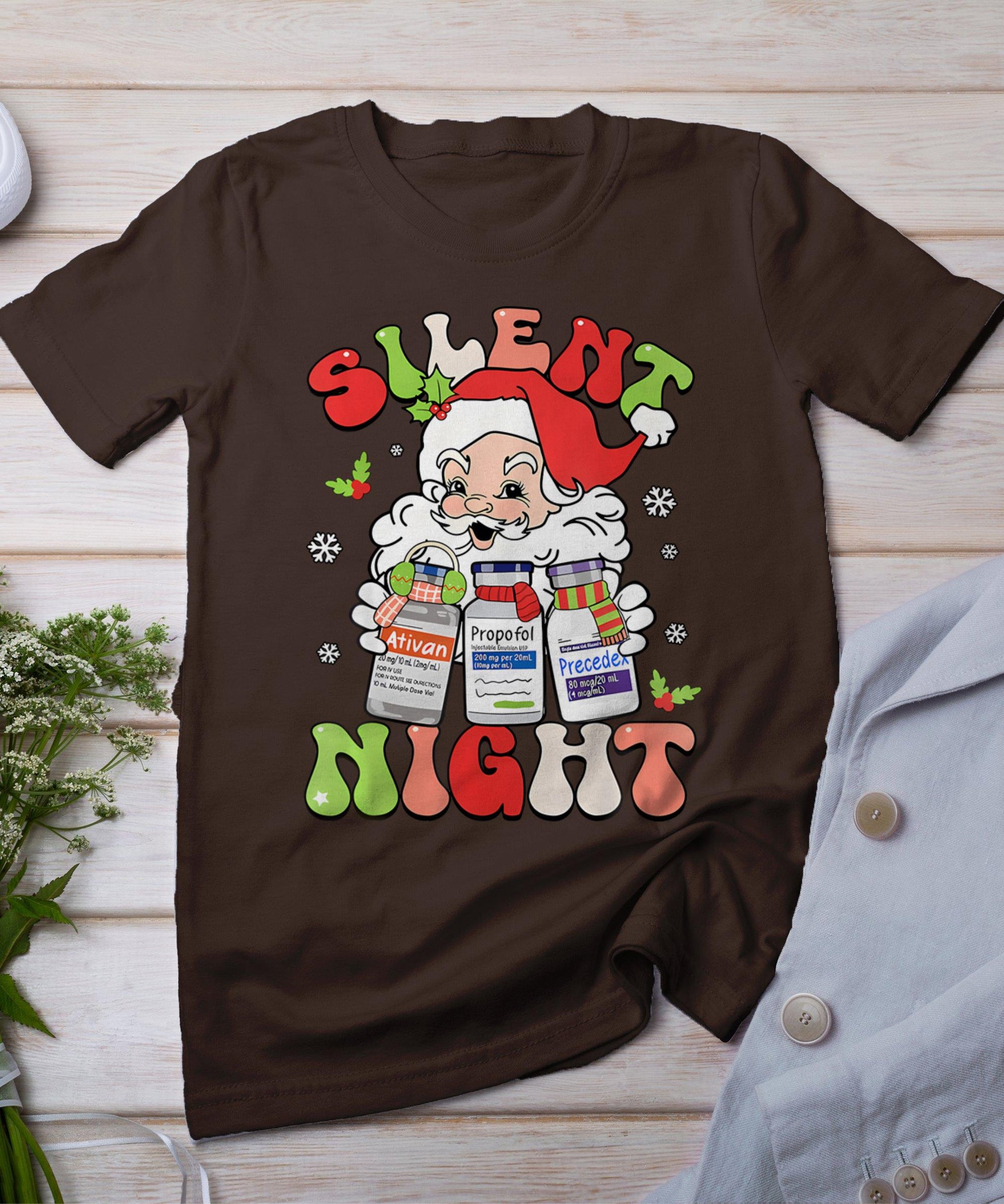 Retro Silent Night Icu Nurse Christmas Intensive Care Unit T-Shirt