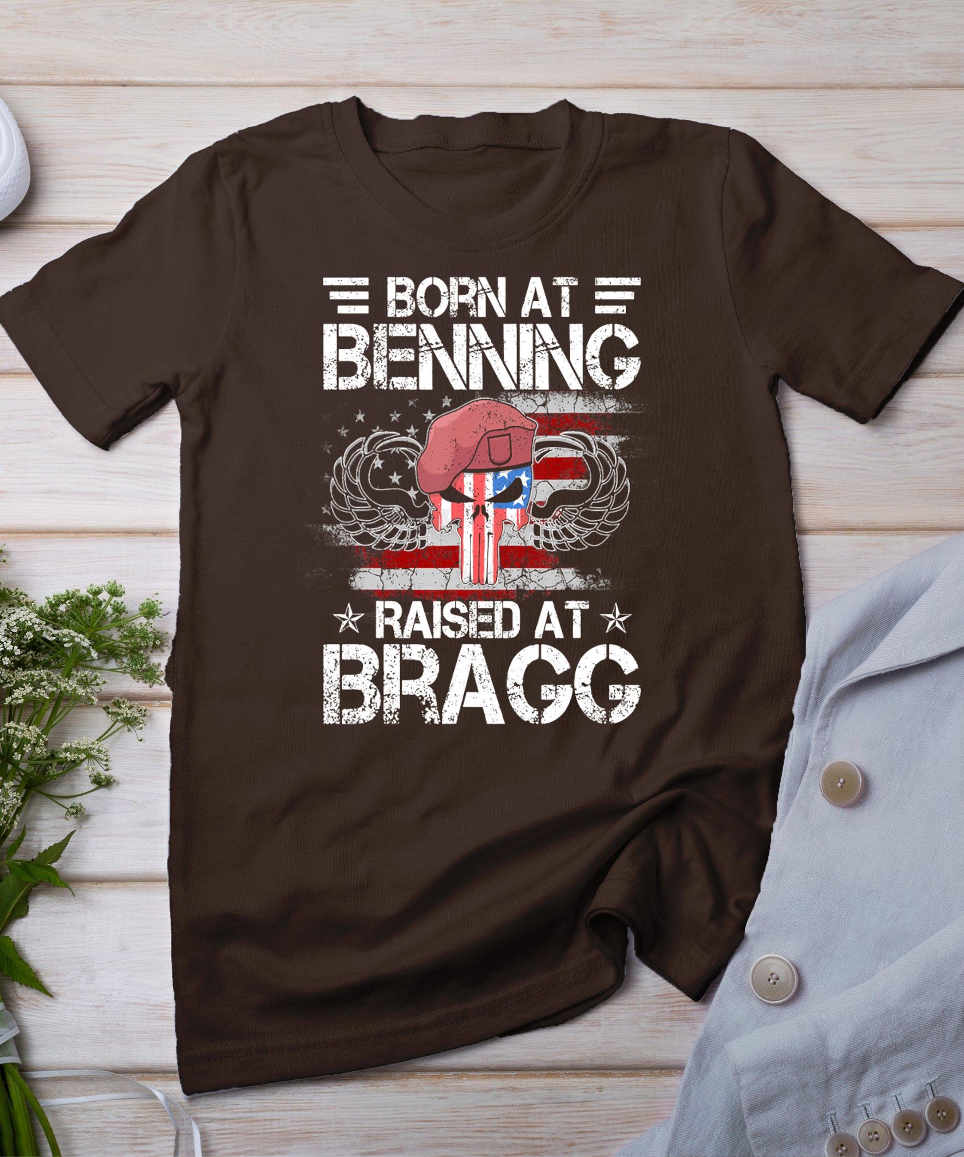 Born At Ft Benning Raised Fort Bragg Airborne Veterans Day T-Shirt