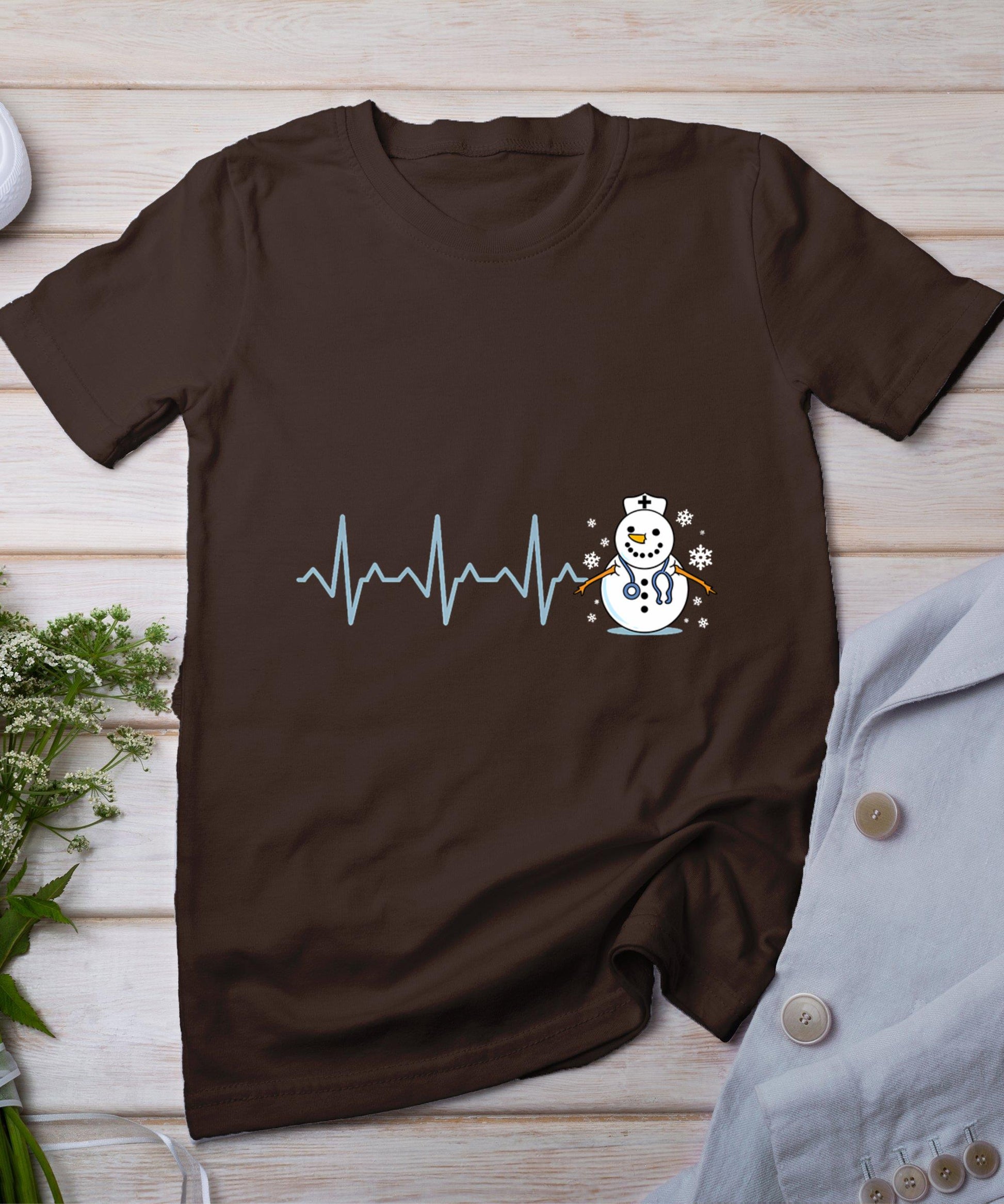 Heartbeat Nurse Snowman Nurse Christmas T-Shirt