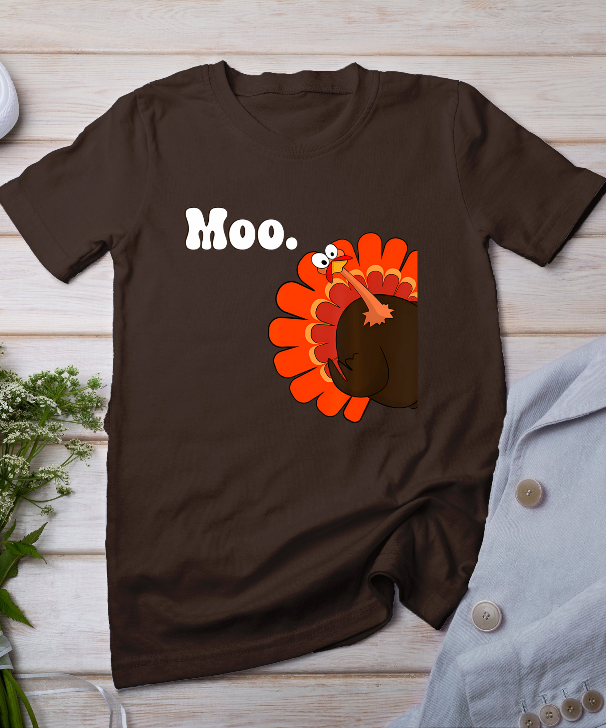 Turkey Moo Funny Thanksgiving T-Shirt