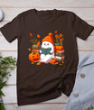 Cute Ghost Book Reading Halloween Books Lover Teacher Kids T-Shirt