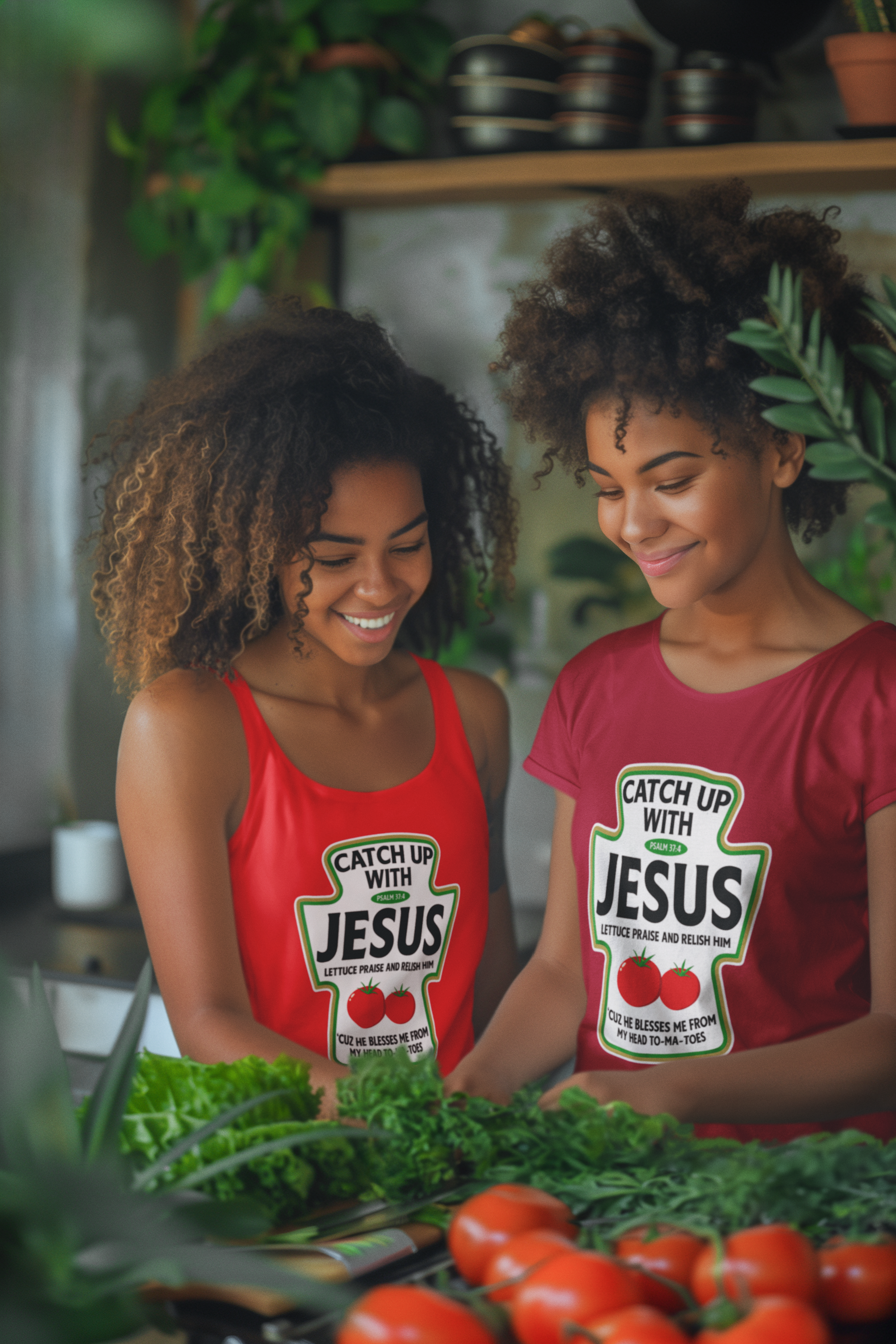 Catch Up With Jesus Ketchup Religious Christian T-Shirt