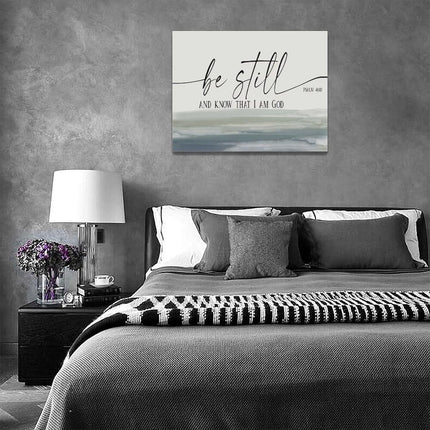 Large Christian Wall Art Bible Verse Psalm Pictures Wall Decor Be Still and Know That I Am God Canvas Painting Print Modern Home Decor Artworks Framed for Living Room Bathroom Bedroom Church 12"X16"