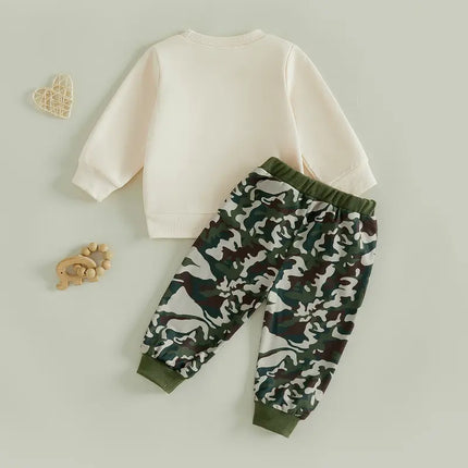 Toddler Baby Little Boy Thanksgiving Outfit Turkey Print Sweatshirt and Camouflage Pants Set Fall Winter 6M-4T