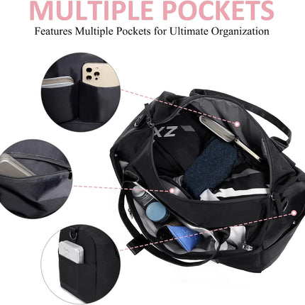 Small Duffle Bag with Wet Pocket & Shoes Bag,  Sports Gym Bag, Travel Duffle Bag for Men, Women, Girls and Kids, Lightweight and Waterproof(Black)