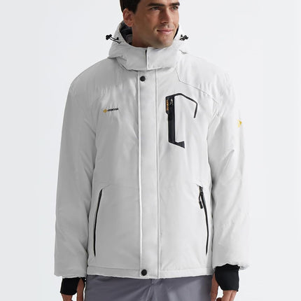 Men'S Waterproof Ski Jacket Winter Snow Coat with Detachable Hood