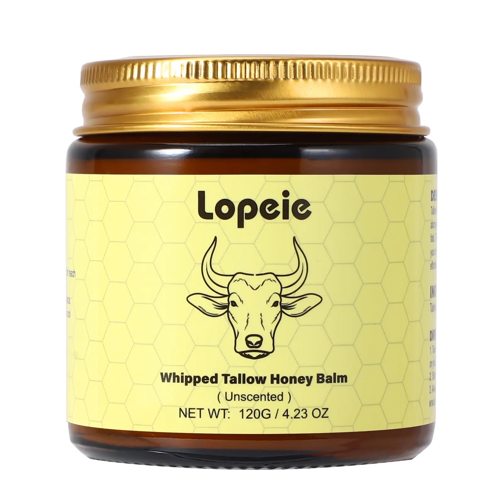 Lopeie Whipped Grass-Fed Beef Tallow Honey Balm - 4 Oz,Moisturizing Cream for Soft, Smooth Skin - Handmade All-Natural Moisturizer - Lavender