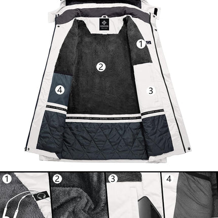 Men'S Waterproof Ski Jacket Winter Snow Coat with Detachable Hood