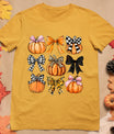 Cute Coquette Bows Pumpkin Season Halloween Autumn Fall T-Shirt