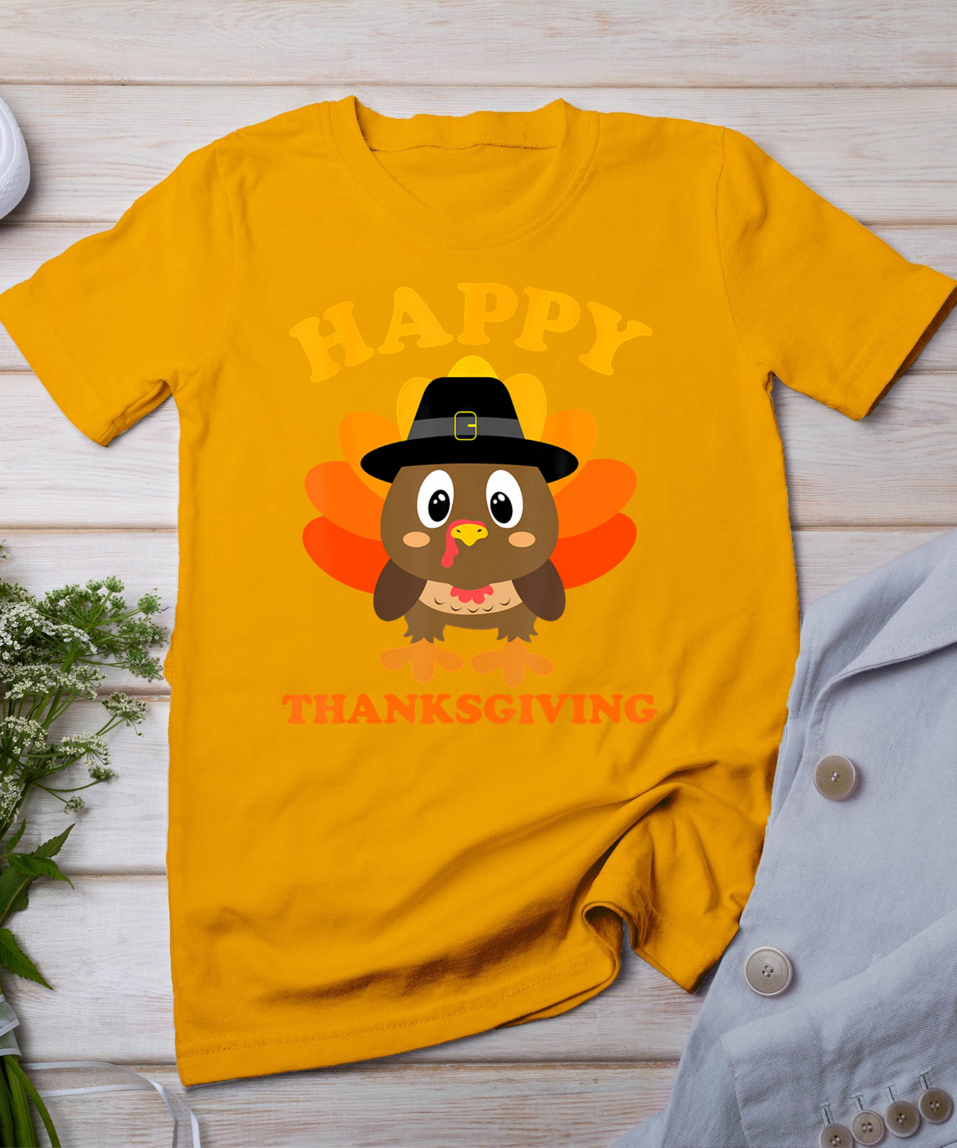 Happy Thanksgiving Shirts For Boys Girls Kids Pilgrim Turkey T-Shirt