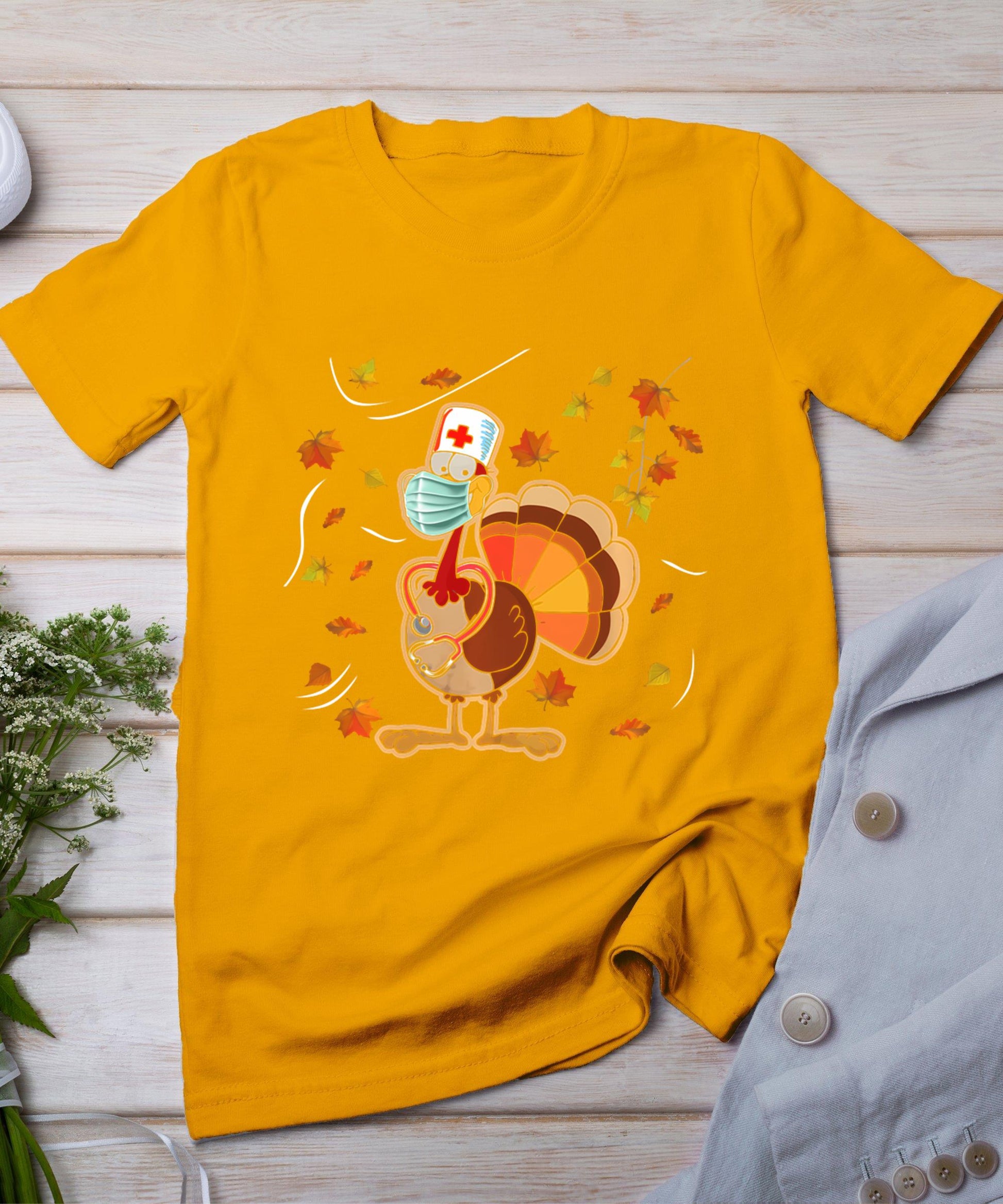 Thanksgiving Scrub Tops Women Turkey Nurse Holiday Nursing T-Shirt