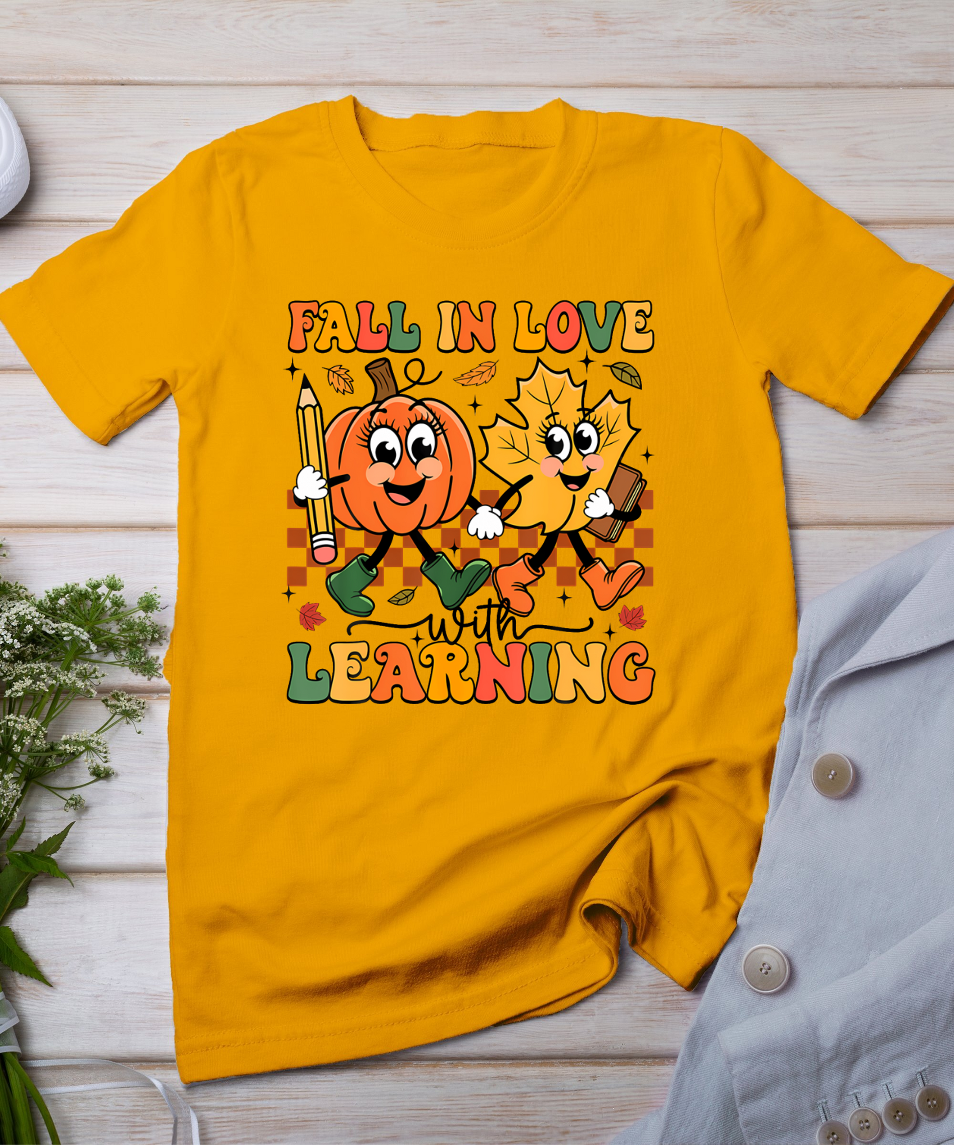 Fall In Love With Learning Thanksgiving Teacher Student T-Shirt