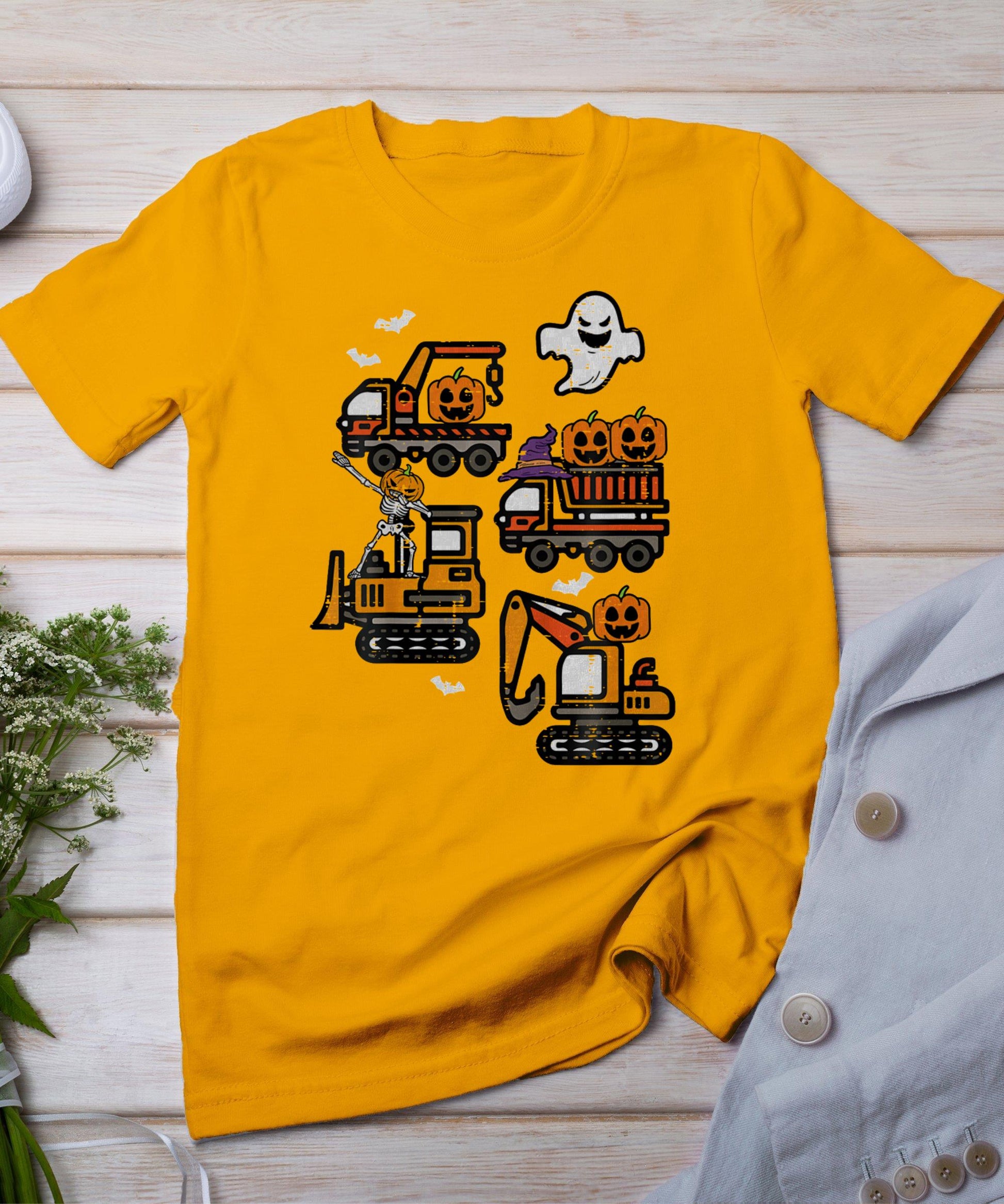 Spooky Construction Trucks Halloween Costume Toddler Boys T-Shirt