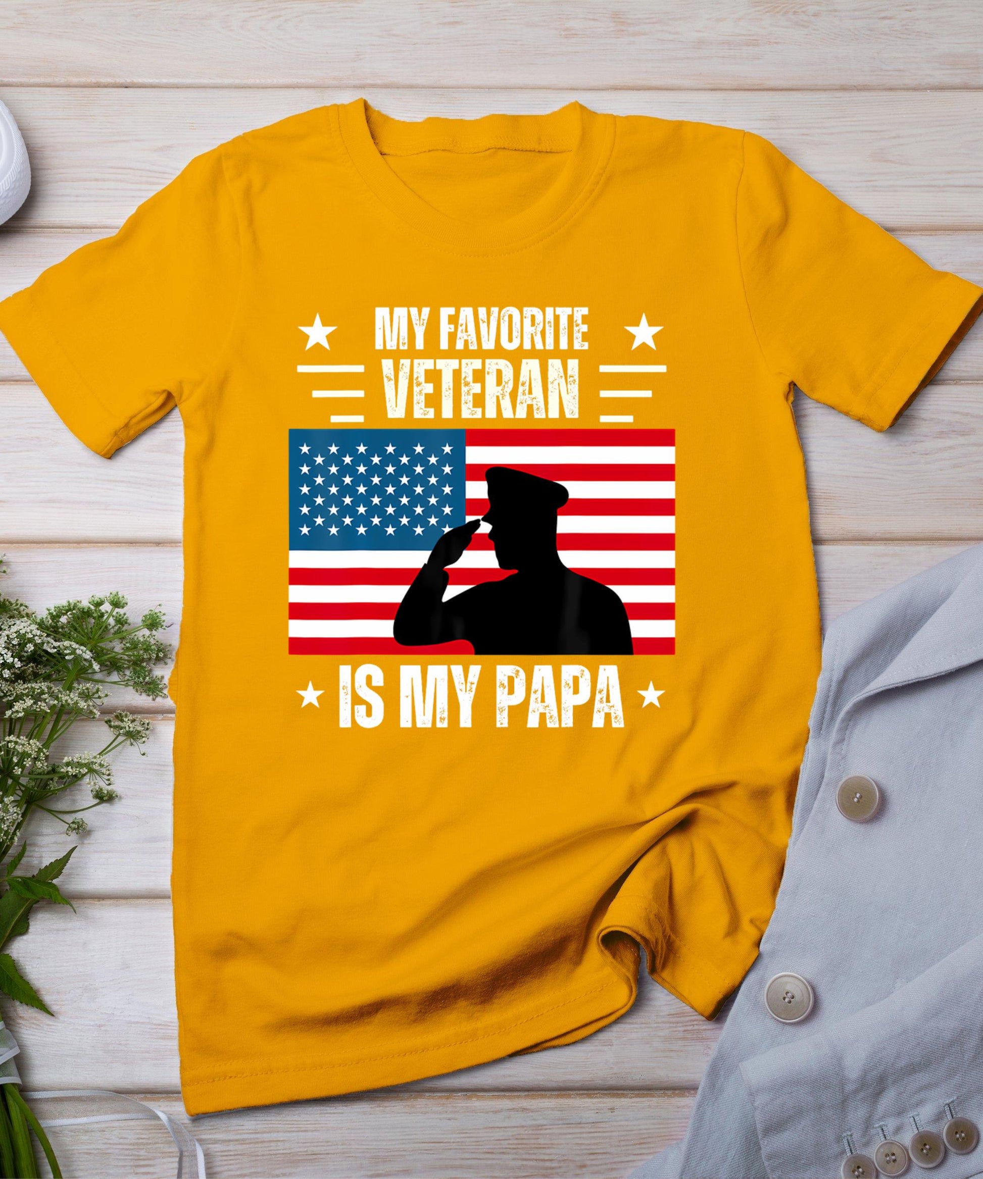 Veterans Day Military My Favorite Veteran Is My Papa Kids T-Shirt