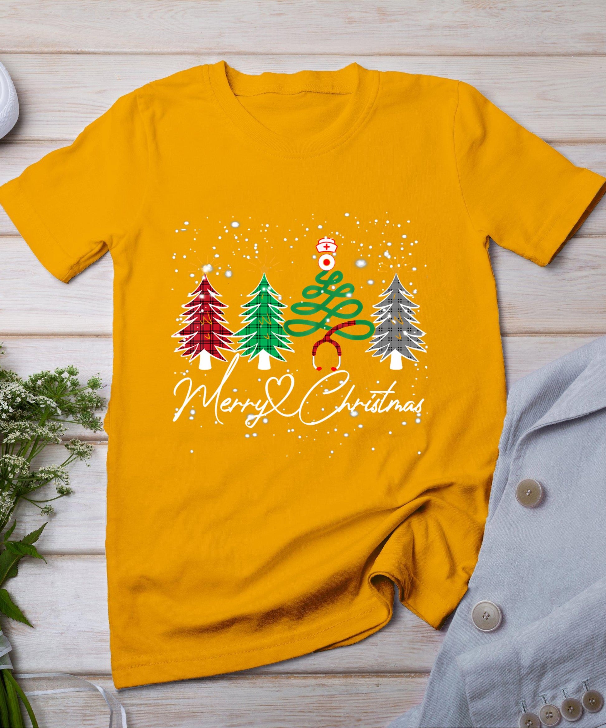 Nurse Christmas Tree Stethoscope Rn Lpn Scrub Nursing X-Mas T-Shirt