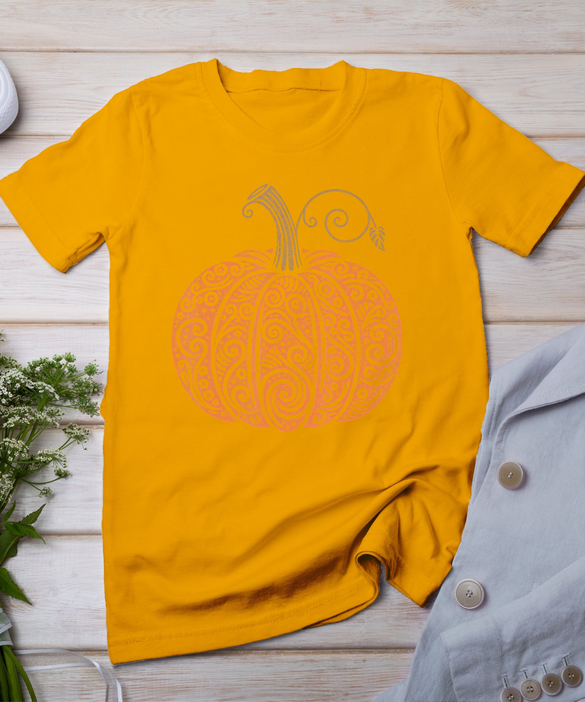 Vintage Pumpkin Women'S Autumn Fall Thanksgiving Halloween T-Shirt