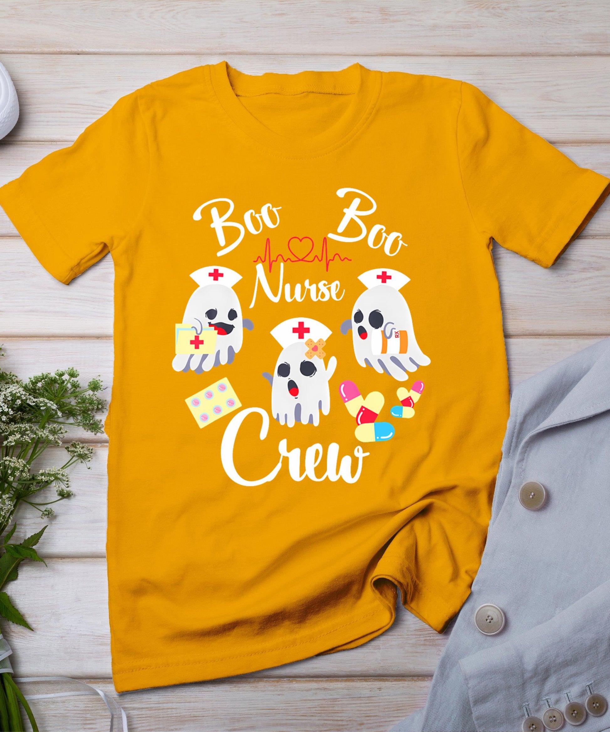 Boo Boo Crew Nurse Ghost Costume Funny Halloween Gift T-Shirt