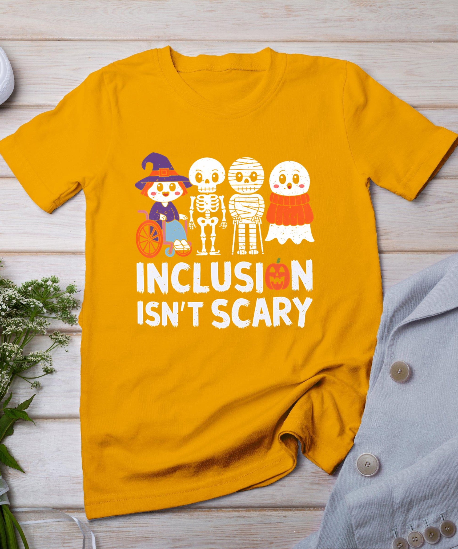 Inclusion Isn't Scary Slp Halloween Sped Teacher Ghost Mummy T-Shirt