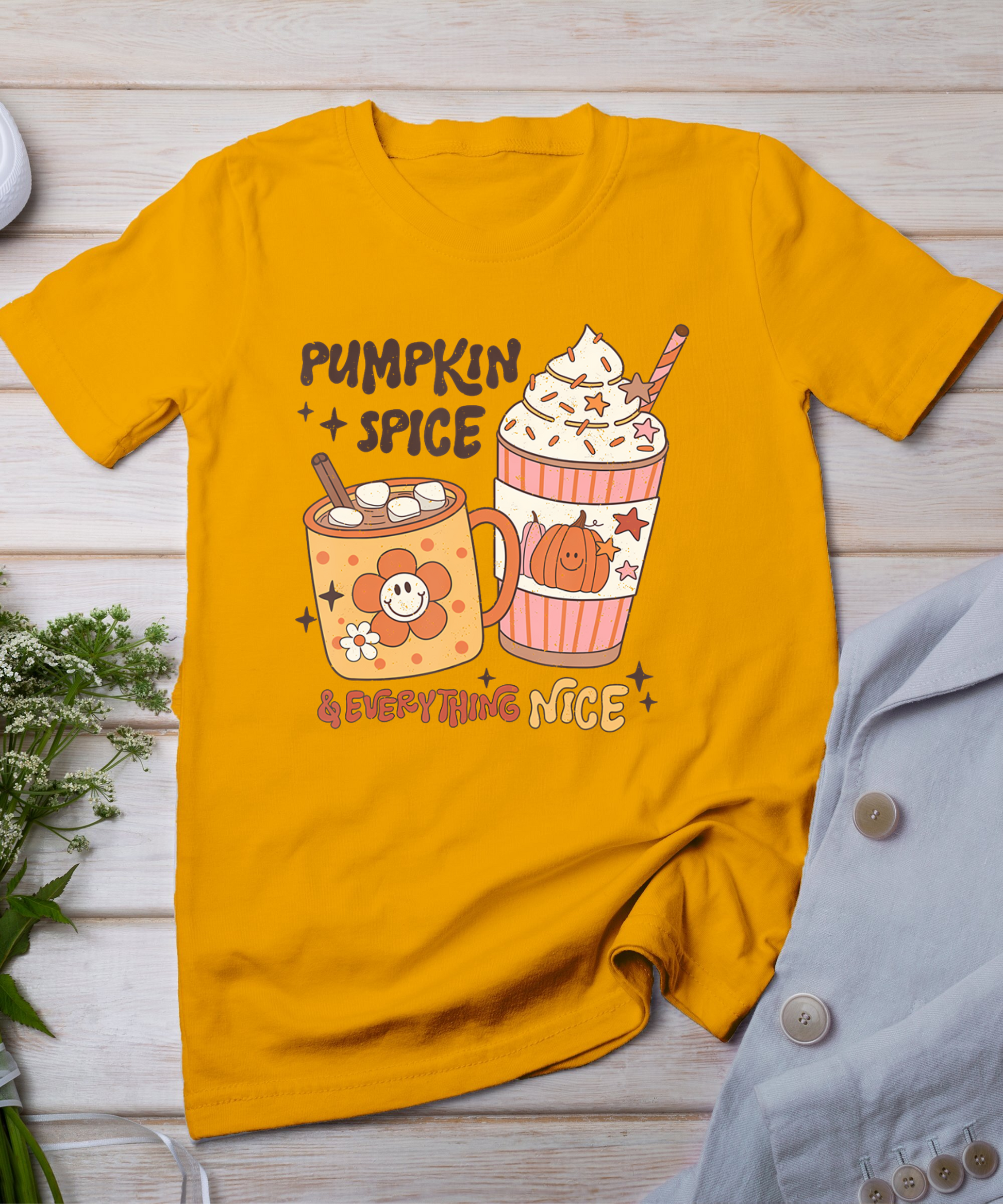 Fall Coffee Pumpkin Spice Latte Iced Warm Cozy Autumn Orange T-Shirt