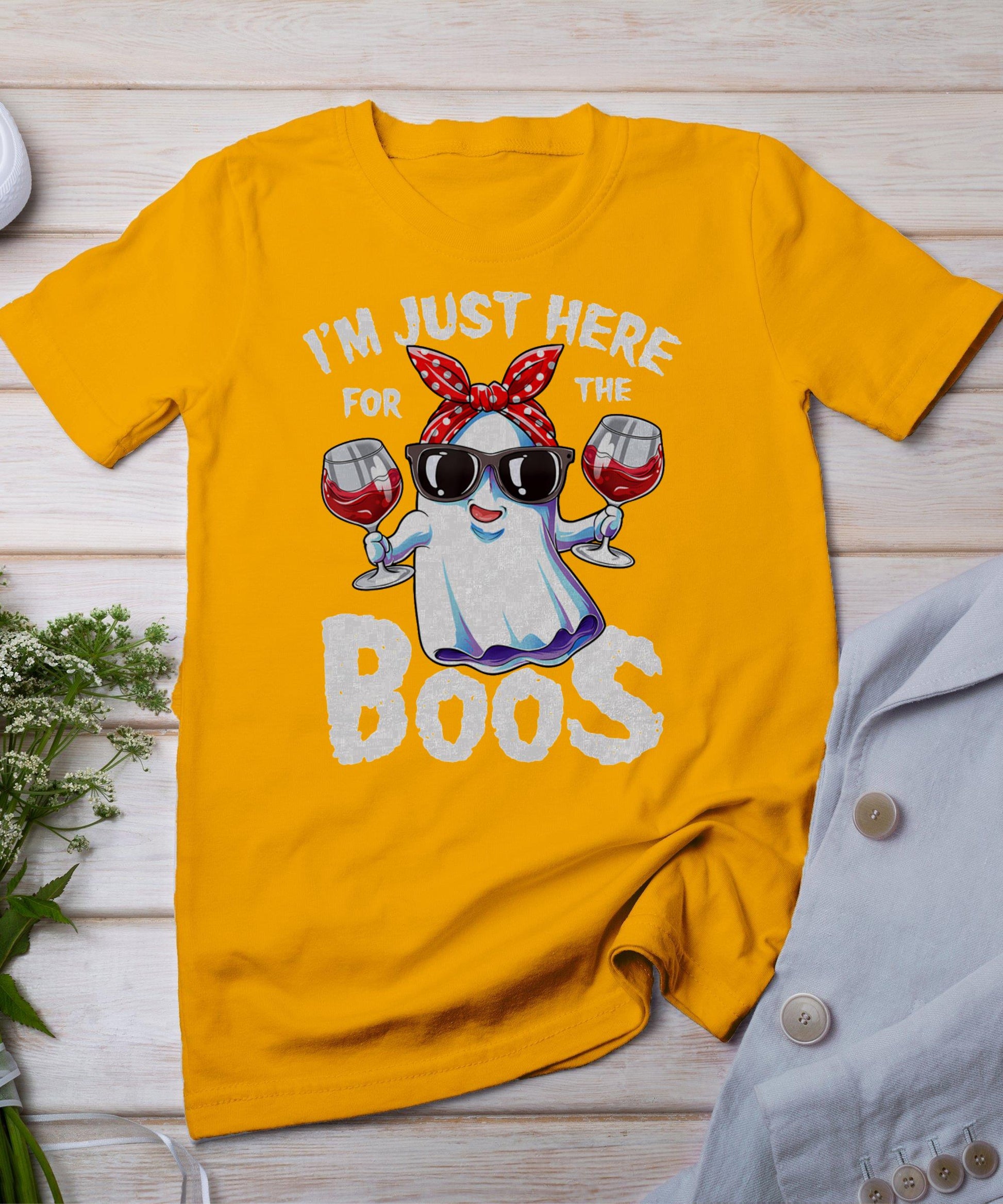 I'm Just Here For The Boos Halloween Women Ghost Cute Funny T-Shirt